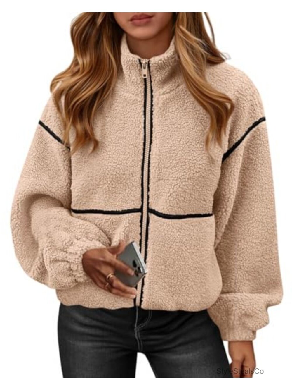 Women's Plush Sherpa Jacket Fleece Zip Up Winter Coat